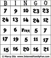 Printable  Bingo Player Card